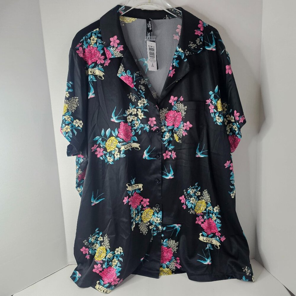 Floral Print Satin Sleep Shirt